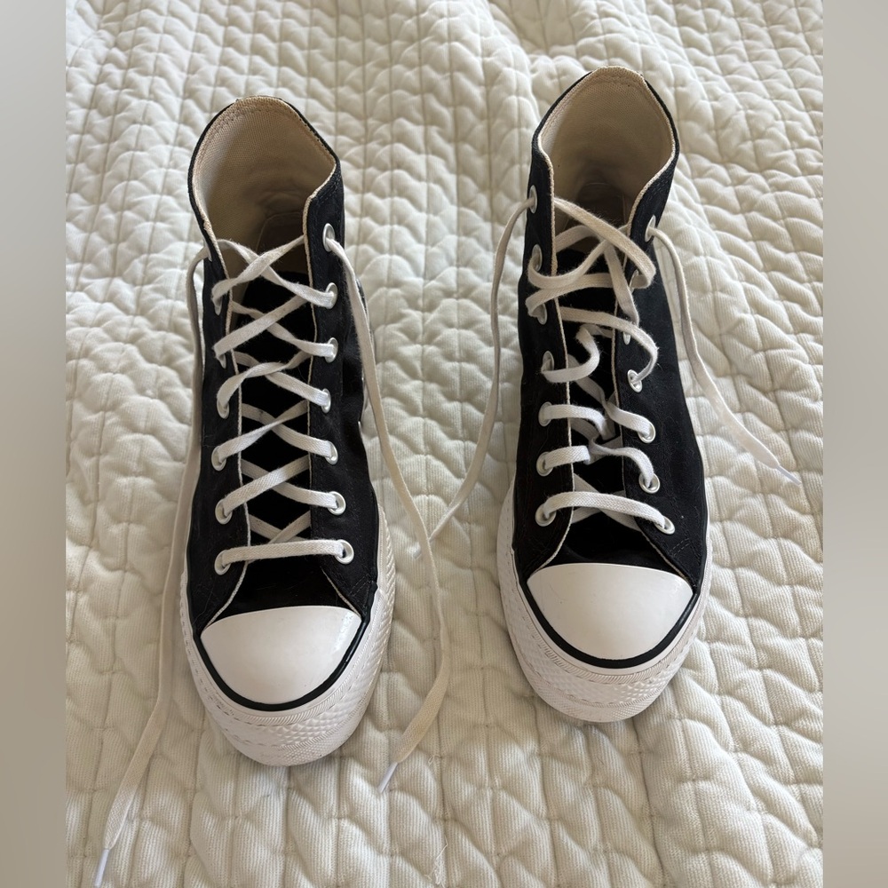 Black Platformed High Top Converse